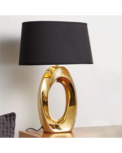 Ceramiczna lampa stołowa złota, Moldrup, z przełącznik