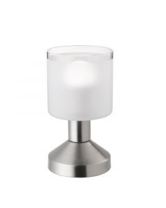 Niklowa lampa stołowa nowoczesna, Vilou, z przełącznik