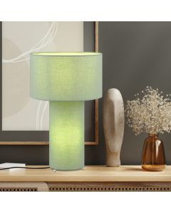 Zielona lampa stołowa tkanina, Denilson, z przełącznik