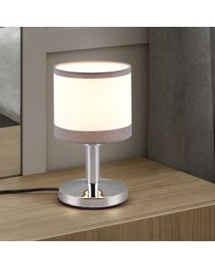 Biała lampa stołowa nowoczesna, Denley, z przełącznik