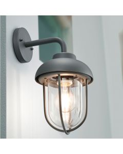 Antracytowa lampa zewnętrzna industrialna, Trevor, IP44