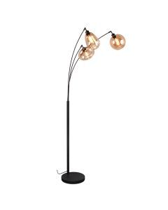 Bursztynowa lampa stojąca design, Sybren, z przełącznik