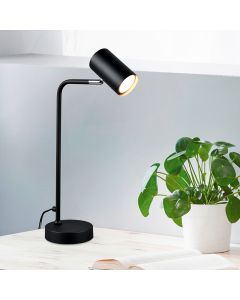 Czarna lampa stołowa nowoczesna, Kaso, z przełącznik