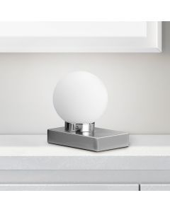 Niklowa lampa stołowa nowoczesna, Jullian, z przełącznik