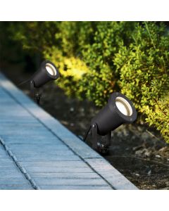 Antracytowa lampa dogruntowa nowoczesna, Tau, IP65