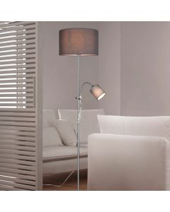 Niklowa lampa do czytania stojąca nowoczesna, Edina, z przełącznik