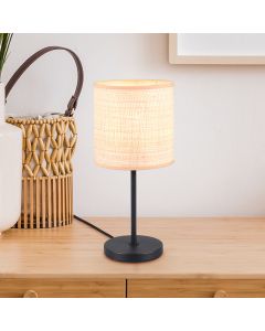 Kremowy lampa stołowa rustykalna, Peder, z przełącznik