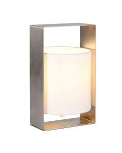 Niklowa lampa stołowa nowoczesna, Radhika, z przełącznik