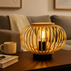 Bambusowa lampa stołowa brązowa, Lieve, z przełącznik