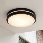 Plastikowa zewnętrzna lampa sufitowa z czujnikiem ruchu czarna, James, IP44