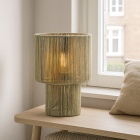Rustykalna lampa stołowa zielona, Sanny, z przełącznik
