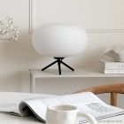 Japandi lampa stołowa biała, Davide, z przełącznik