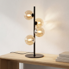 Design lampa stołowa bursztynowa, Remo, z przełącznik