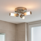 Nowoczesna lampa łazienkowa sufitowa niklowa, Callum, IP44