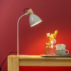 Rustykalna lampa stołowa ciemnoszara, Thalina, z przełącznik