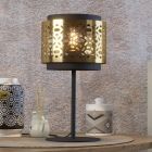 Stalowa retro lampa stołowa mosiądz, Quincy, z przełącznik