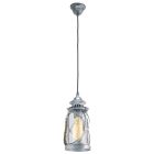 Szklana vintage lampa wisząca srebrna, Abetone