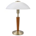 Drewniana klasyczna lampa stołowa brązowa, Miam, z dotykowy ściemniacz