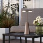 Stalowa nowoczesna lampa stołowa brązowa, Ishika, 2,8W, white switch LED, IP54, z dotykowy ściemniacz
