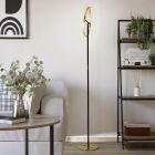 Plastikowa design lampa stojąca mosiądz, Corwin, 8,8W, 3000K LED, z dotykowy ściemniacz