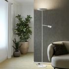 Stalowa nowoczesna lampa stojąca biała, Crijn, 26,5W, 2700K LED, z dotykowy ściemniacz