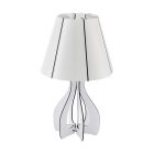 Drewniana rustykalna lampa stołowa biała, Bergama, z przełącznik