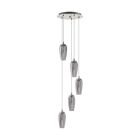 Szklana design lampa wisząca niklowa, Olcay