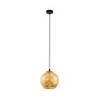 Szklana design lampa wisząca złota, Gaston