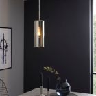 Szklana design lampa wisząca niklowa, Tino