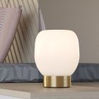 Szklana design lampa stołowa biała, Jeannine, z przełącznik