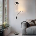 Nowoczesna lampa do czytania stojąca niklowa, Salvador, 18W, 3000K LED, z przełącznik