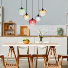 Szklana design lampa wisząca wielokolorowa, Sudenaz