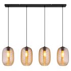 Szklana design lampa wisząca bursztynowa, Arina