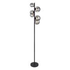 Szklana design lampa stojąca czarna, Melinda, z przełącznik