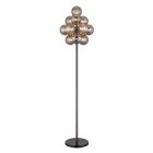 Szklana retro lampa stojąca szara, Ozan, z przełącznik
