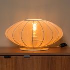 Beżowa lampa stołowa japandi, Corina, z przełącznik