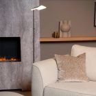 Czarna lampa do czytania stojąca nowoczesna, Aaron, 12W, 2700K LED, z dotykowy ściemniacz