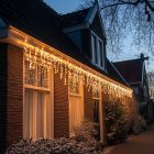 Oświetlenie sopli lodu 2m, Czarny przewód, IP67, wysokość 70 cm - Ciepła biel