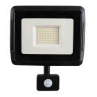 Czarny naświetlacz z czujnikiem aluminiowy, Miro, 50W, 3000K LED, IP65
