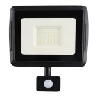 Czarny naświetlacz z czujnikiem aluminiowy, Miro, 50W, 6000K LED, IP65