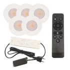 5 oprawy sufitowe wpuszczane białe na werandy Dico, IP65, z zestawem przyłączeniowym i pilotem