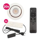 20 uchylne oprawy sufitowe wpuszczane na werandy Rona, IP44, z zestawem przyłączeniowym i pilotem, biały