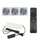 3 uchylne oprawy sufitowe wpuszczane na werandy Rona kwadrat, IP44, z zestawem przyłączeniowym i pilotem, chrom