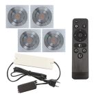 4 uchylne oprawy sufitowe wpuszczane na werandy Rona kwadrat, IP44, z zestawem przyłączeniowym i pilotem, chrom