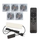 5 uchylne oprawy sufitowe wpuszczane na werandy Rona kwadrat, IP44, z zestawem przyłączeniowym i pilotem, chrom