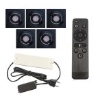 5 uchylne oprawy sufitowe wpuszczane na werandy Rona kwadrat, IP44, z zestawem przyłączeniowym i pilotem, czarny