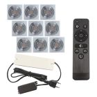 9 uchylne oprawy sufitowe wpuszczane na werandy Rona kwadrat, IP44, z zestawem przyłączeniowym i pilotem, chrom