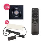 15 uchylne oprawy sufitowe wpuszczane na werandy Rona kwadrat, IP44, z zestawem przyłączeniowym i pilotem, czarny