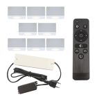 8 kwadratowe oprawy natynkowe białe na werandy Fredo, IP44, z zestawem przyłączeniowym i pilotem