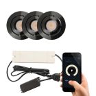 3 uchylne oprawy sufitowe wpuszczane smart na werandy Rona, IP44, z zestawem przyłączeniowym, czarny